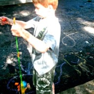 A fun thing to do with kids, Fishing with kids, A fun thing to do with kids in Connecticut, Chalk idea