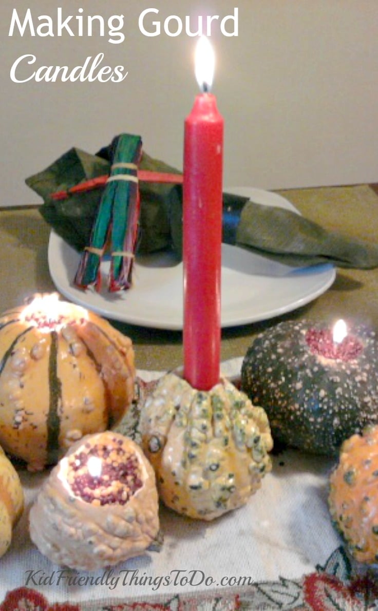 How to make gourd candles for a fun Thanksgiving Display - KidFriendlyThingsToDo.com