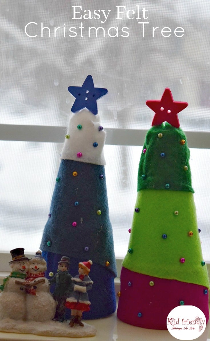 Styrofoam cone Christmas tree with jelly roll and felt.  Diy felt  christmas tree, Xmas crafts, Christmas tree crafts