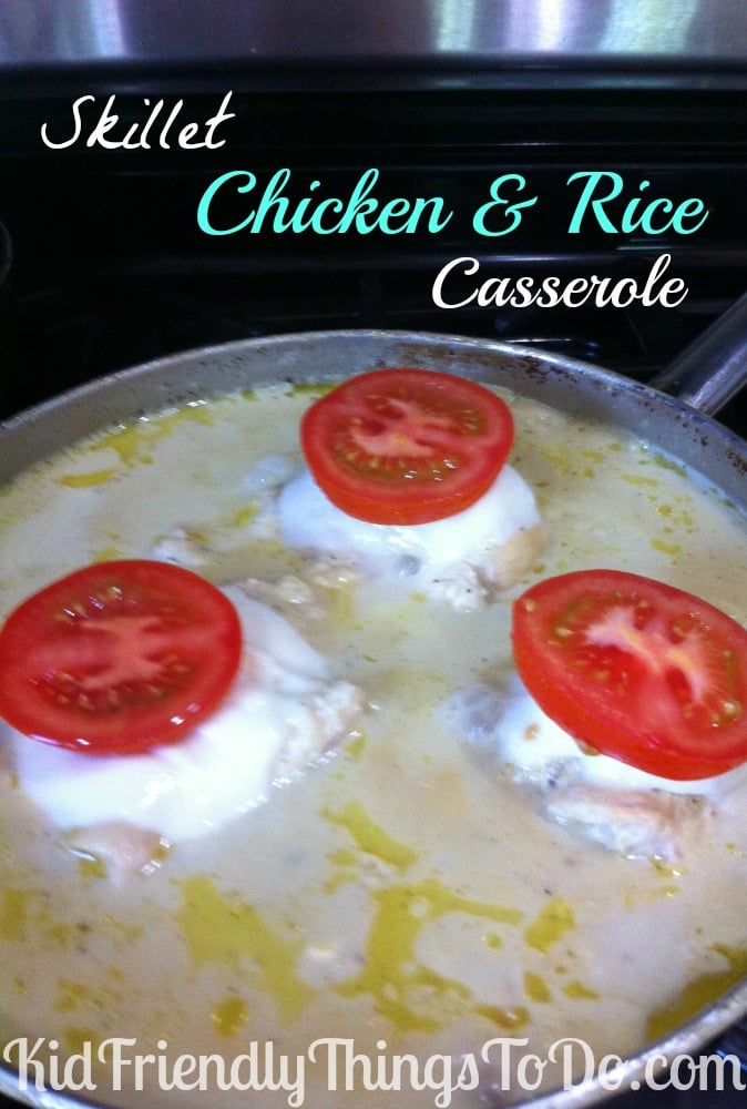 One Pot Meal, Chicken and Rice Skillet Casserole the whole family will love!