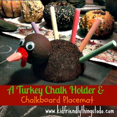 10A Chalk Holder Turkey Craft! Thanksgiving crafts to make a Beautiful and Kid Friendly Thanksgiving Table!