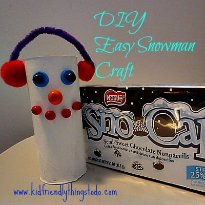 An easy snowman craft! Glue a felt bottom to the snowman, and fill with Sno-Caps for extra fun!