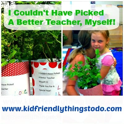 Such a sweet teacher gift! The plant says: I couldn't have PICKED a better teacher, myself!