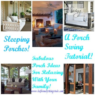 DIY Sleeping Porch Swings, and more! I love these porches!