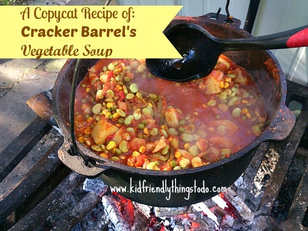Oh yum! I love, love, love Cracker Barrel's Vegetable Soup. Perfect for campfire soups!
