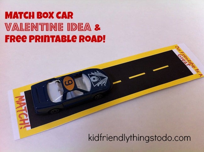 Kids will think this Matchbox Non Candy Valentine Idea is pretty cool! It even comes with a Free Printable Road Valentine Card! Pretty awesome, they can play with their new car and card!