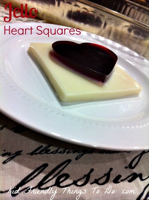 I love the way the red heart pops out of the white jello in this Valentine Jello! So cute!