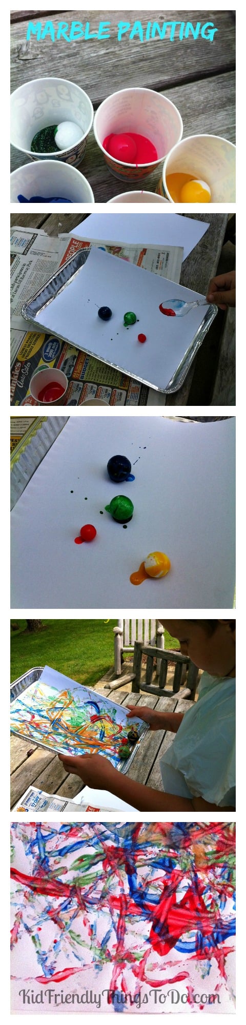 Marbles are so much fun!  Painting with marbles is even more fun for kids!