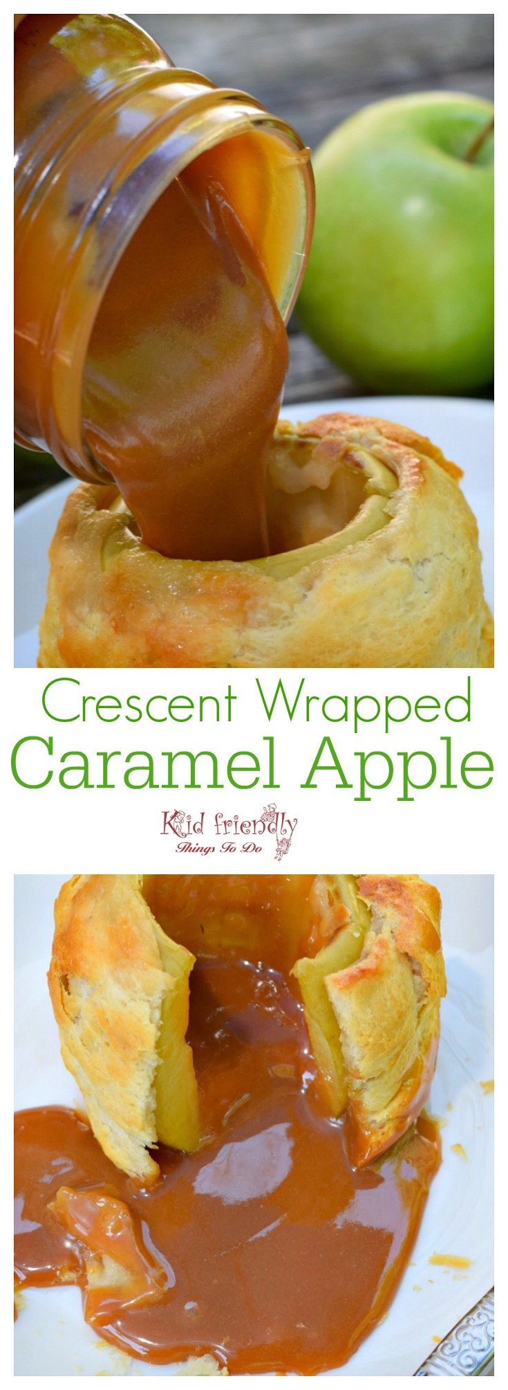 How to Make Homemade Crescent wrapped apples filled with caramel - Delicious and fun dessert - Easy to make www.kidfriendlythingstodo.com