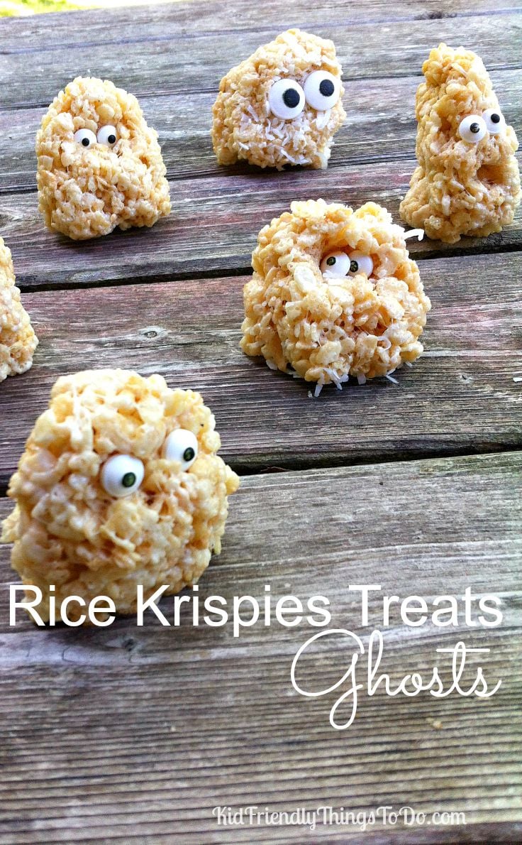 Rice Krispies Treats Ghosts - A Halloween or Hotel Transylvania Fun Food - KidFriendlyThingsToDo.com