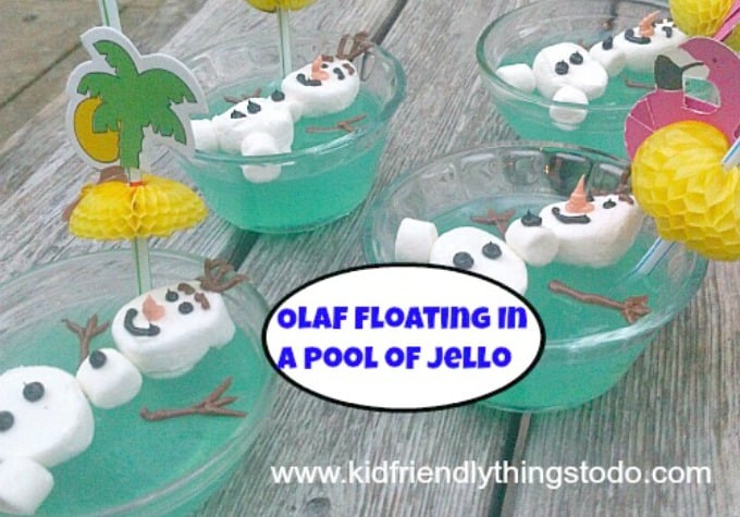 Olaf Floating In A Pool of Jello - KidFriendlyThingsToDo.com