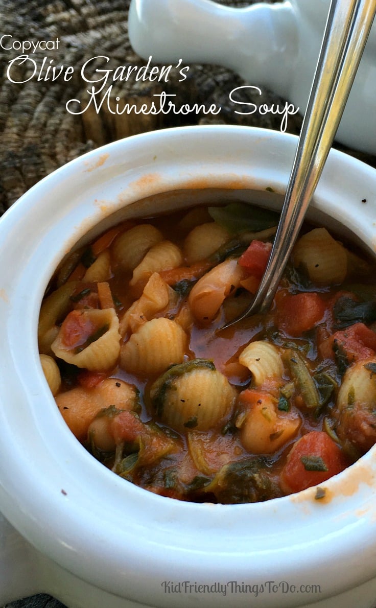 Olive Garden's Copycat Minestrone Soup Recipe - Wow! This really tastes just like the one from Olive Garden! Delicious! - KidFriendlyThingsToDo.com