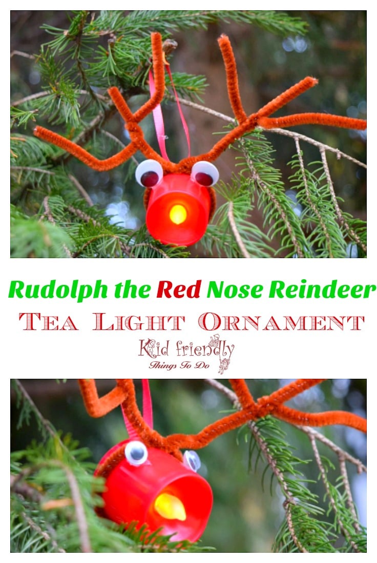 Easy Rudolph Tea Light Christmas Ornament for Kids to make! www.kidfriendlythingstodo.com