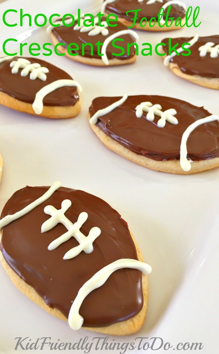 Chocolate Football Crescent Snacks  - a fun football party food! - KidFriendlyThingsToDo.com
