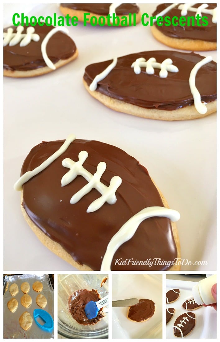 Chocolate Football Crescent Snacks - a fun football party food! - KidFriendlyThingsToDo.com