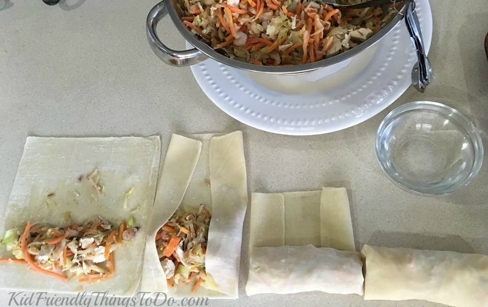 Baked Shrimp and Chicken Egg Rolls.