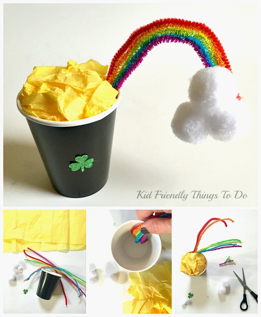 Make a Paper Cup Pot of Gold Craft For St. Patrick's Day - You can even fill it with treats! - KidFriendlyThingsToDo.com