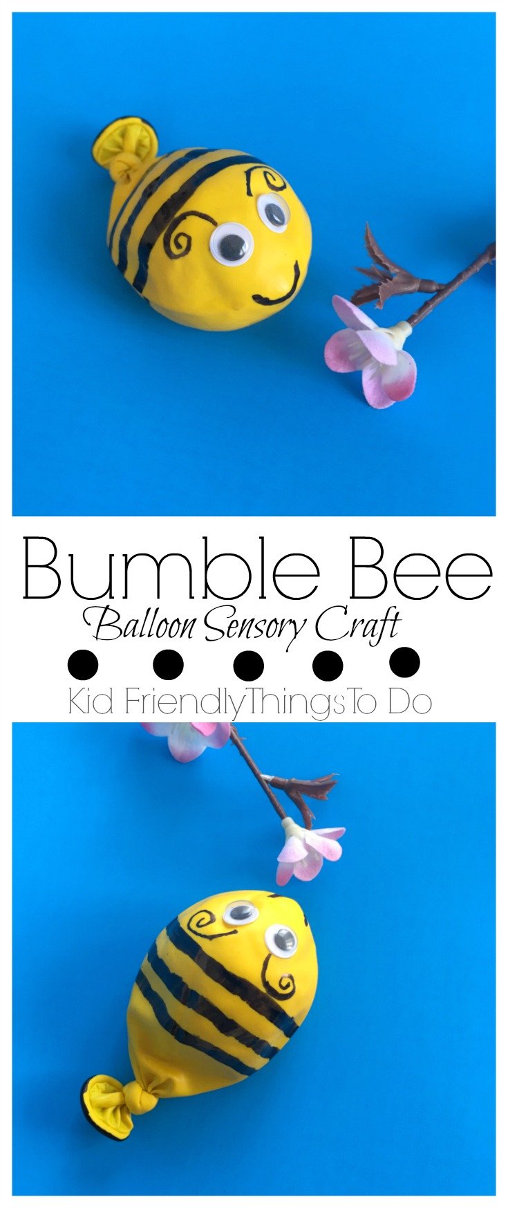 A Bumble Bee Balloon Fidget Sensory Craft For Kids - This is so much fun and the easiest craft to make! KidFriendlyThingsToDo.com
