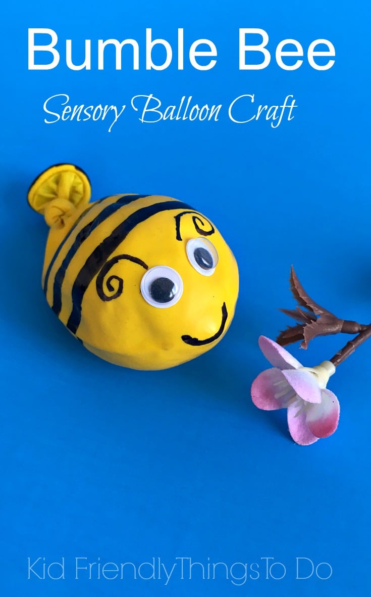 A Bumble Bee Balloon Fidget Sensory Craft For Kids - This is so much fun and the easiest craft to make! KidFriendlyThingsToDo.com