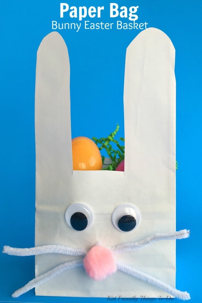 Easy to make Paper Bag Bunny Easter Basket Craft for Kids - KidFriendlyThingsToDo.com