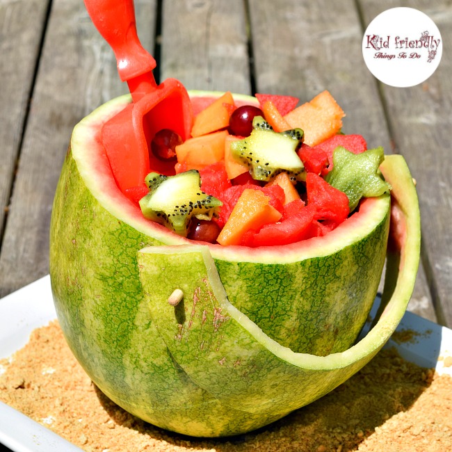 A Fun Shovel and Pail Shaped Watermelon For Fruit Salad Kid Friendly