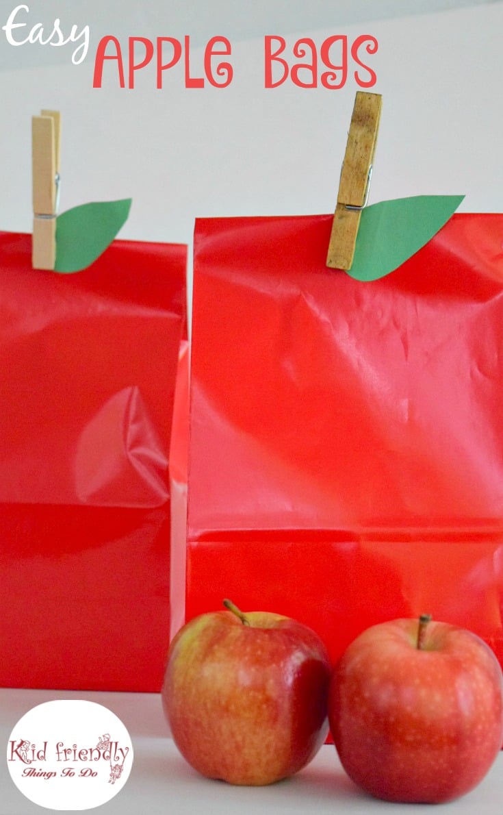 An easy apple bag craft! Perfect for fall harvest parties and preschool! www.kidfriendlythingstodo.com