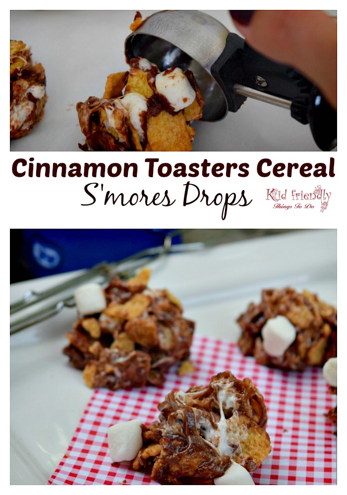 See how easy it is to make this No Bake S'mores Dessert - Cinnamon Toasters Cereal S'mores Drops - www.kidfriendlythingstodo.com