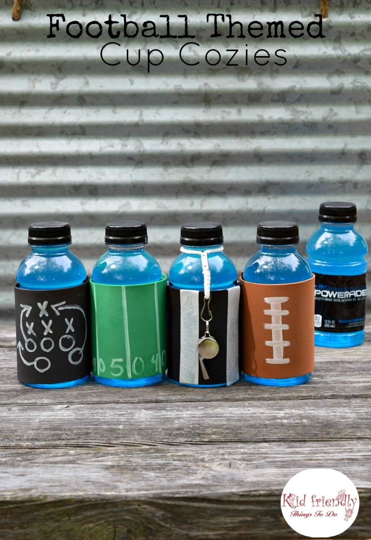 Football Watch Party Ideas and Football Cup Cozies! Games, Food and more! So fun ideas in this post! - www.kidfriendlythingstodo.com