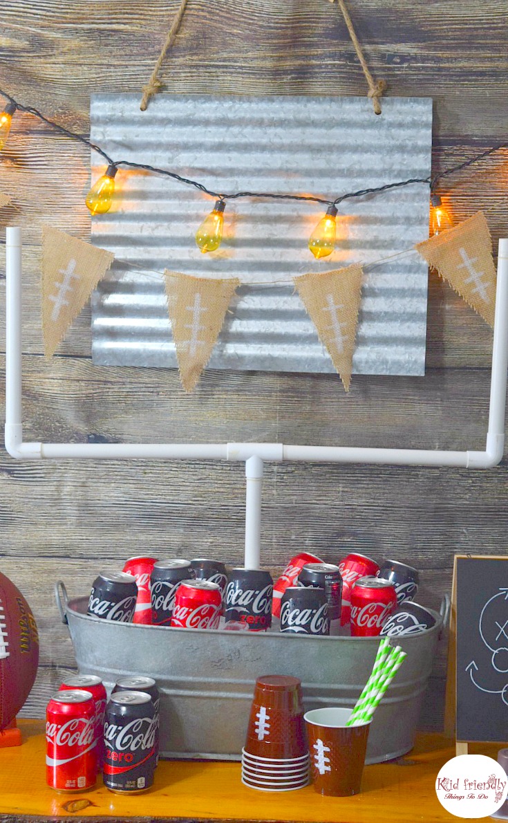 Football Watch Party Ideas and Football Cup Cozies! Games, Food and more! So fun ideas in this post! - www.kidfriendlythingstodo.com