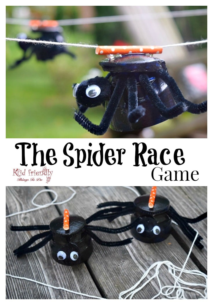 The Spider Race Game! It's a fun new idea for Halloween and Fall parties for kids! www.kidfriendlythingstodo.com