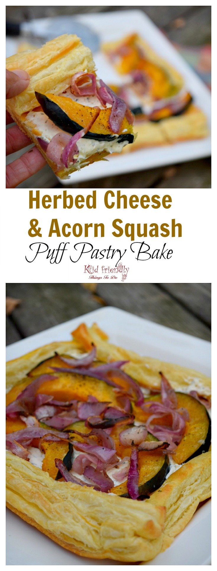 Herbed Cheese & Acorn Squash Puff Pastry Appetizer Recipe - perfect for Thanksgiving, Christmas, New Years and any other holiday or a family meal! www.kidfriendlythingstodo.com