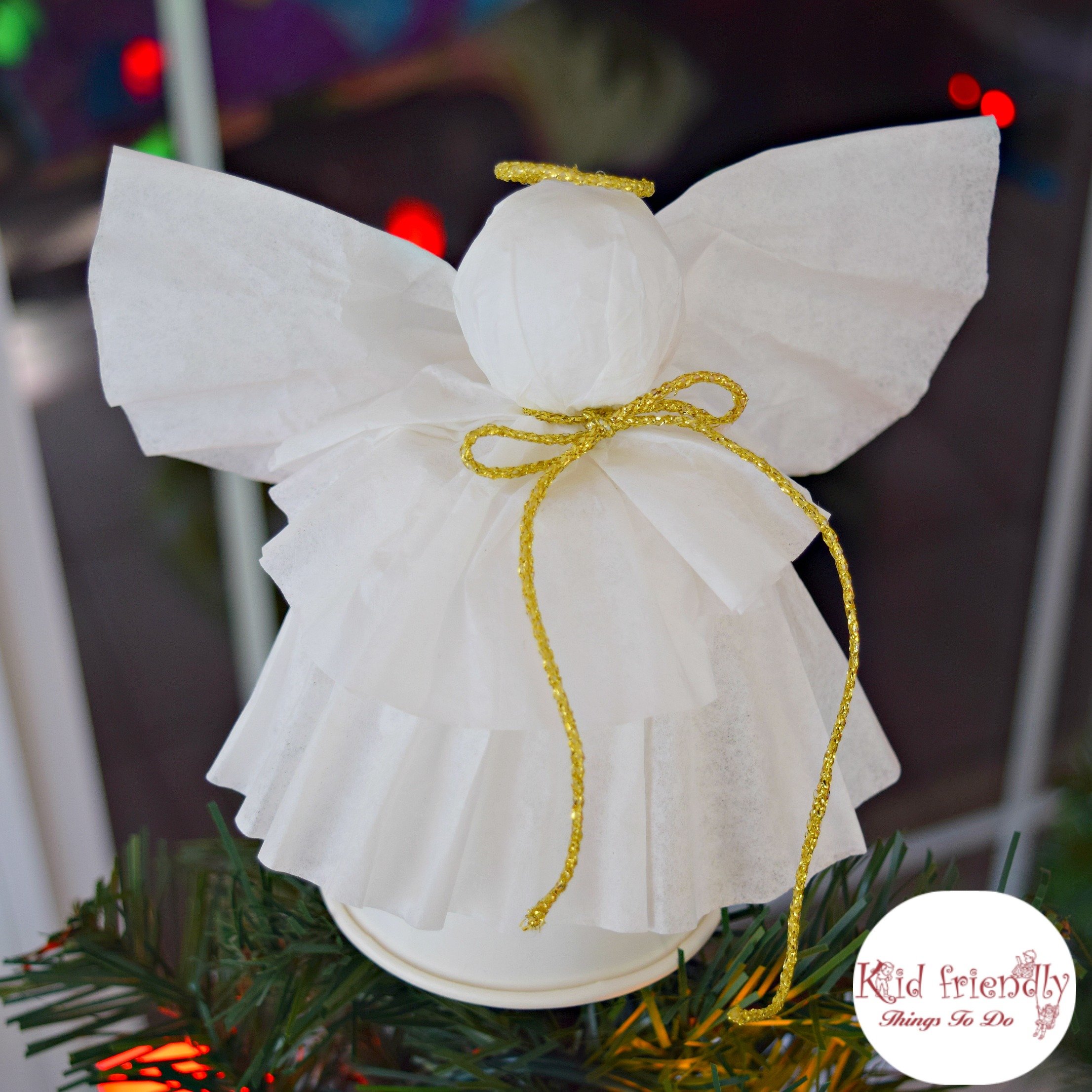 A Simple Coffee Filter Angel Christmas Tree Topper Craft for Kids to Make
