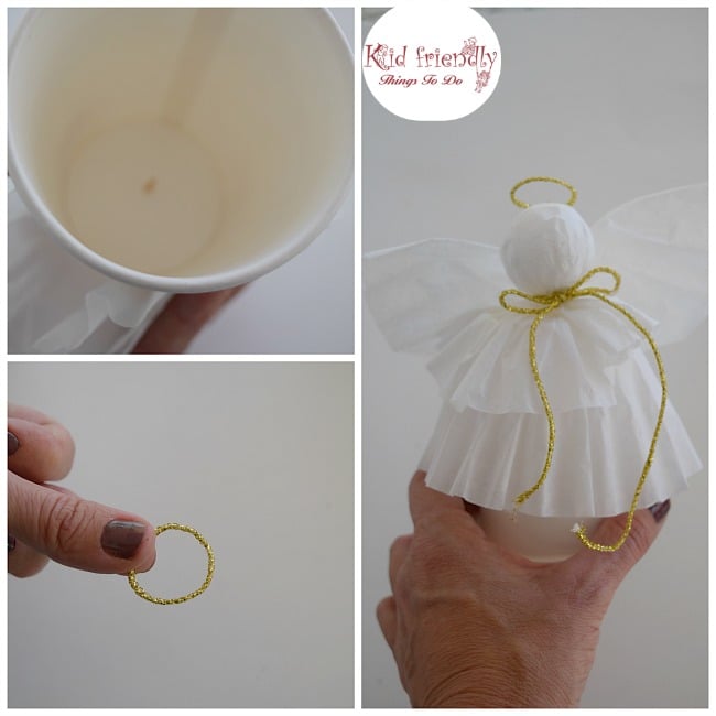 A Simple Coffee Filter Angel Christmas Tree Topper Craft for Kids to Make - Great Christmas decoration, and ornament. www.kidfriendlythingstodo.com