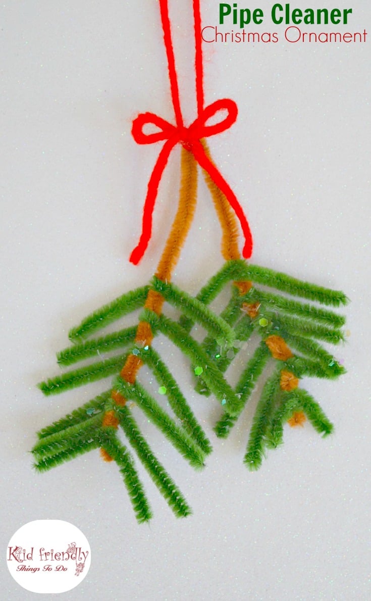 Pipe Cleaner Pine Bough Christmas Ornament to make with the Kids - www.kidfriendlythingstodo.com