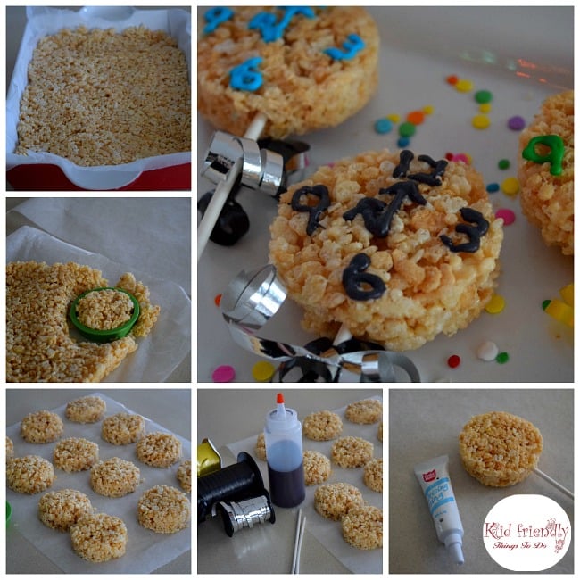 Fun Countdown to the New Year Rice Krispies Treats for a fun New Year's Eve food for the kids and you to enjoy! www.kidfriendlythingstodo.com