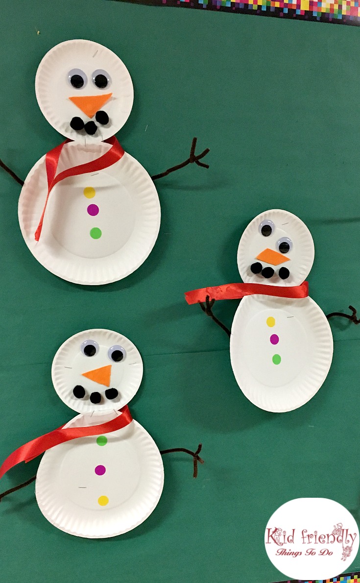 Easy Paper Palate Snowman Craft for Kids to Make - great for preschool, and elementary kids - www.kidfriendlythingstodo.com