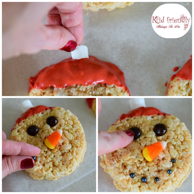 Snowman Rice Krispies Treat for a fun winter or Christmas treat. www.kidfriendlythingstodo.com