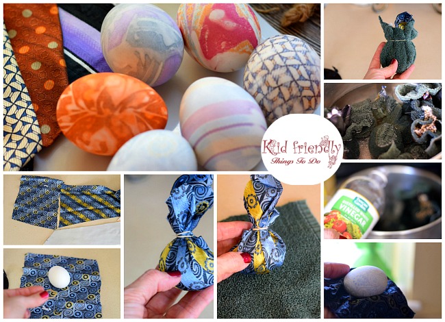 How to dye Easter Eggs with a Neck Tie. This is such a fun Easter craft to do with the kids! www.kidfriendlythingstodo.com