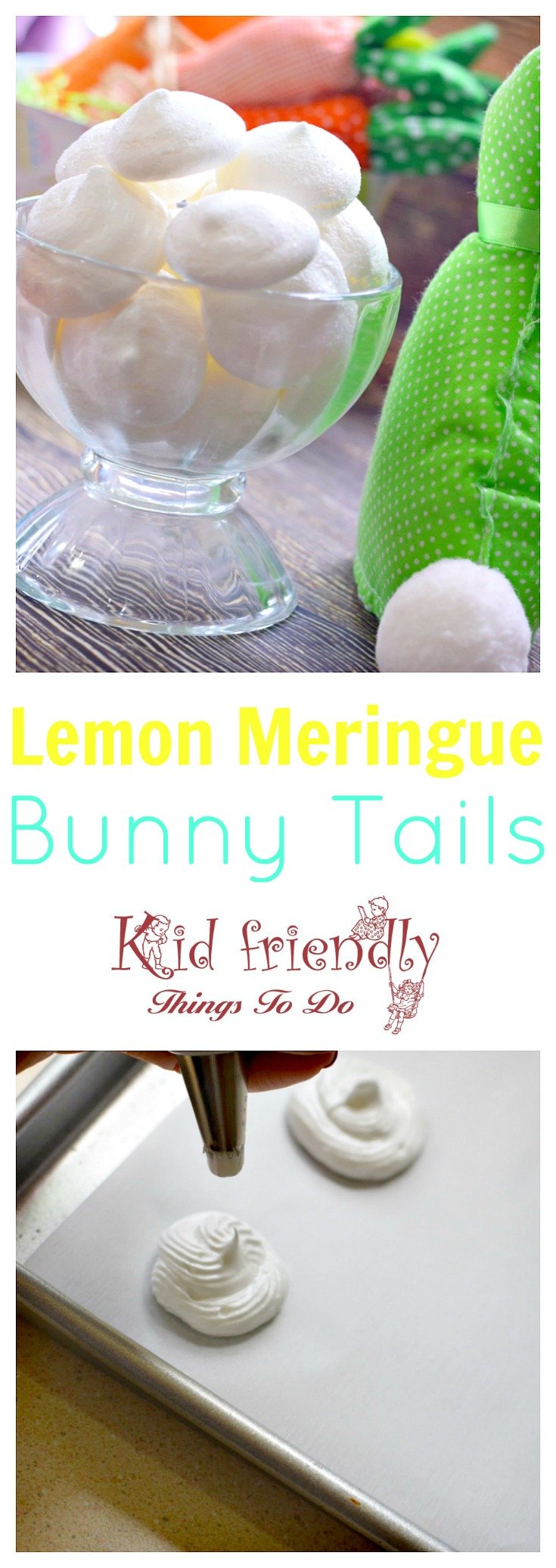 Lemon Meringue Bunny Tail Cookie Recipe for a fun Easter, spring or summer treat! www.kidfriendlythingstodo.com fun food idea for kids