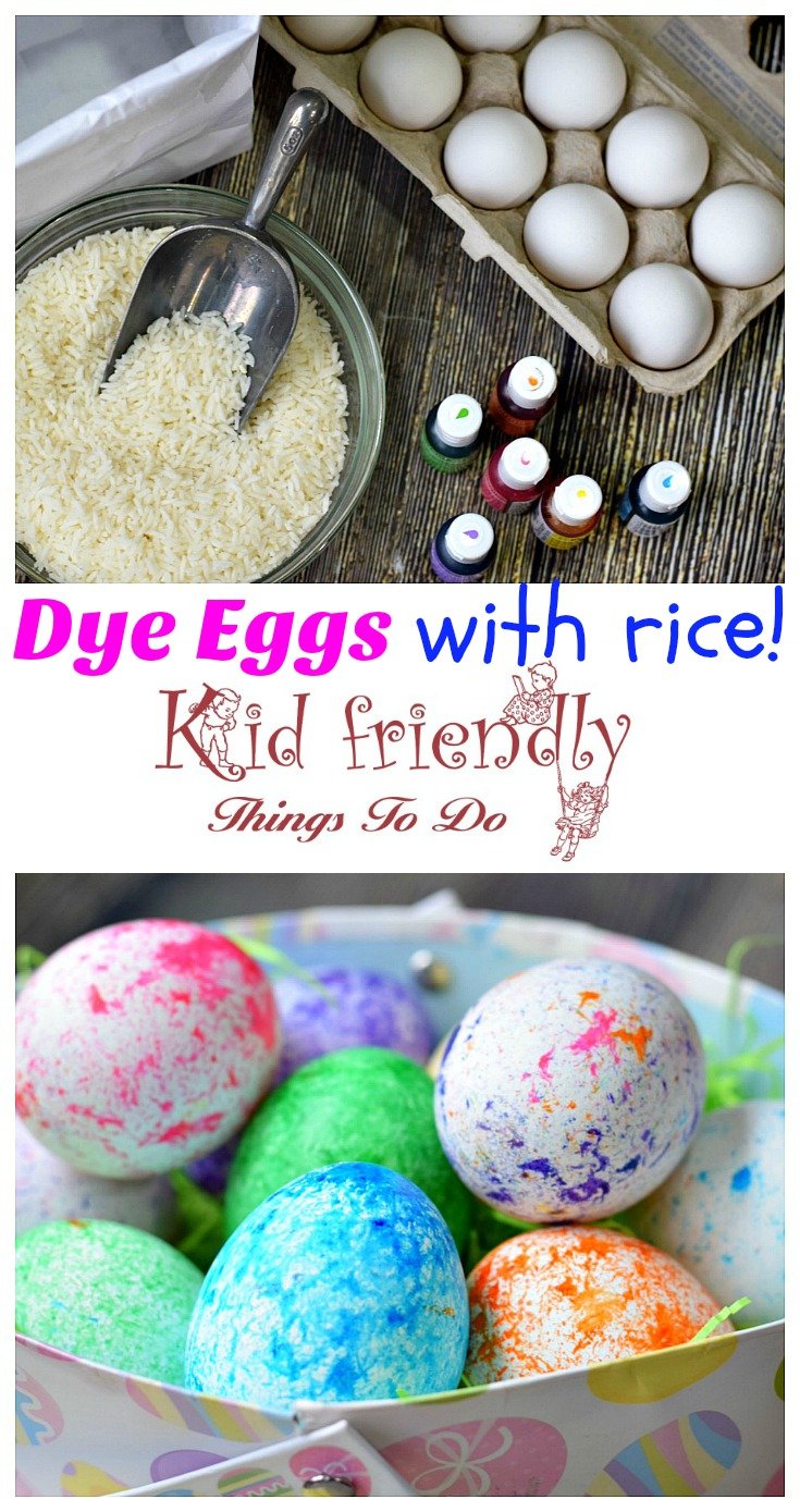 How to Use RICE To Dye Easter Eggs (Super Fun and Easy!) - perfect for preschool kids and big kids. Teens will love this DIY! so easy to clean up! love this! www.kidfriendlythingstodo.com