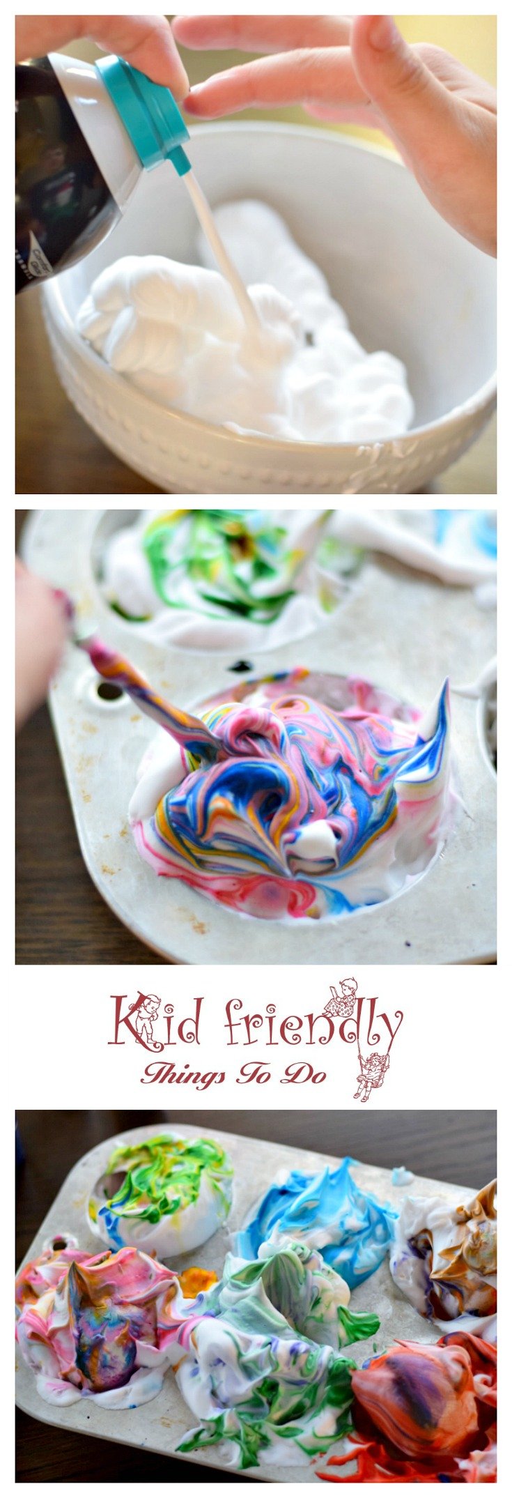 How To Dye Easter Eggs With Shaving Cream (or Whipped Cream) - What a fun way to dye Easter Eggs with kids. Love the different swirl patterns - www.kidfriendlythingstodo.com
