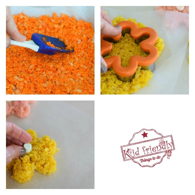 Easy and adorable Flower Rice Krispies treats for spring, Mother's Day, summer, fairy garden parties or tea parties with kids! www.kidfriendlythingstodo.com