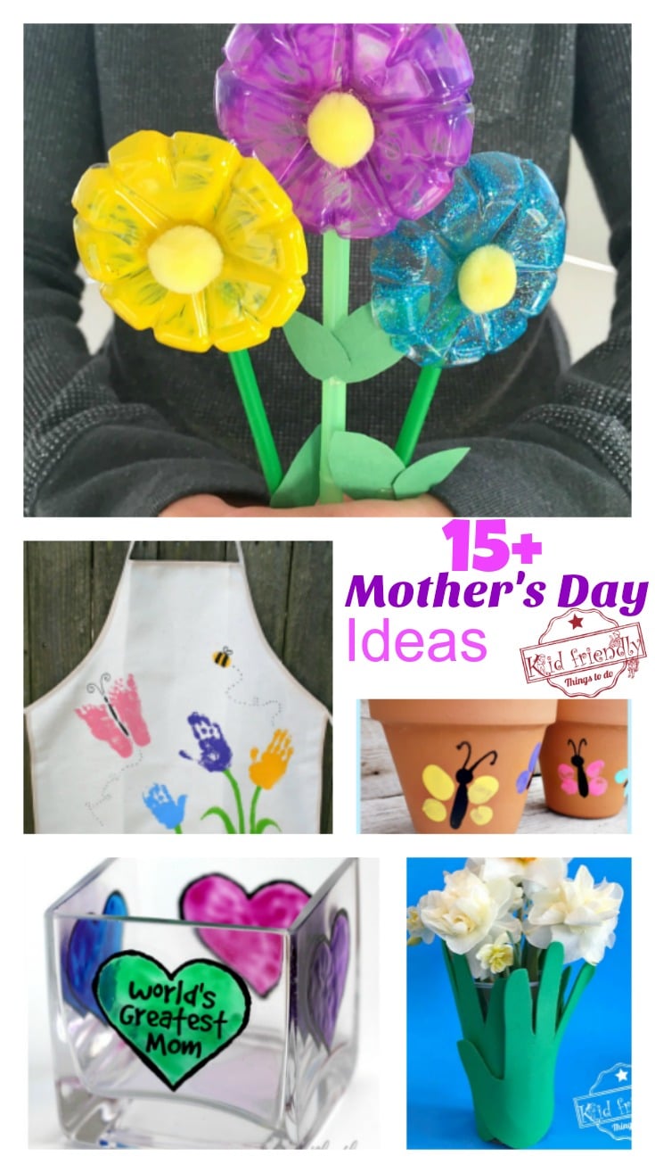 Over 15 Mother's Day Crafts the kids can make as gifts for mom - www.kidfriendlythingstodo.com