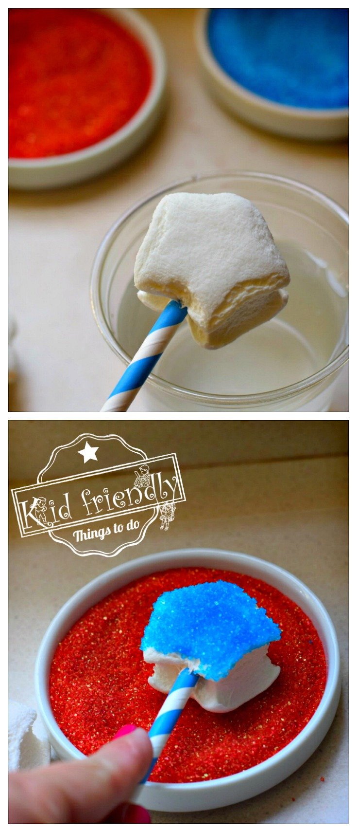 Easy Red, White and Blue Patriotic Star Marshmallow Pops for Kids - Fun Food Treat For summer, Fourth of July, Memorial Day or Labor Day - www.kidfriendlythingstodo.com