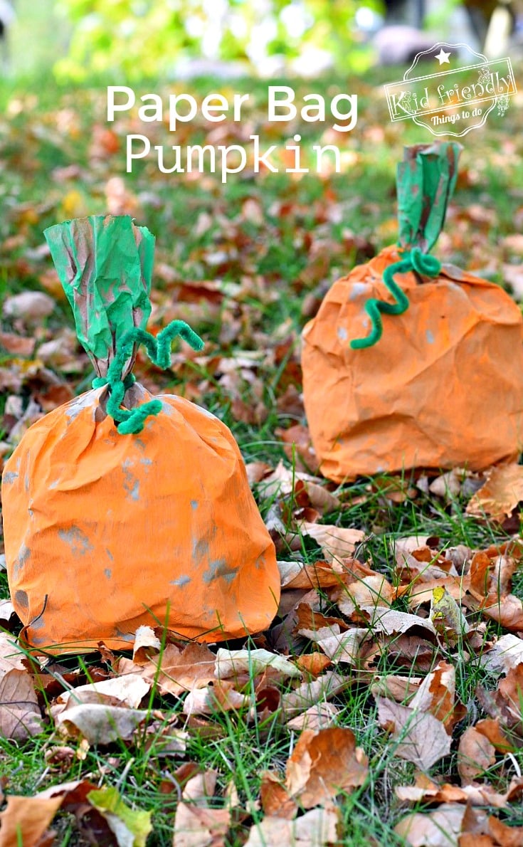 Easy and Fun Paper Bag Pumpkin Craft for Kids to Make - DIY Perfect for preschool or elementary school fall and Halloween crafts - www.kidfriendlythingstodo.com