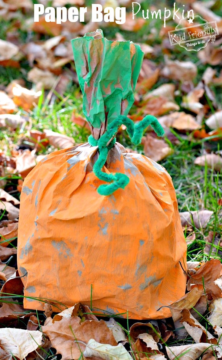 Easy and Fun Paper Bag Pumpkin Craft for Kids to Make - DIY Perfect for preschool or elementary school fall and Halloween crafts - www.kidfriendlythingstodo.com