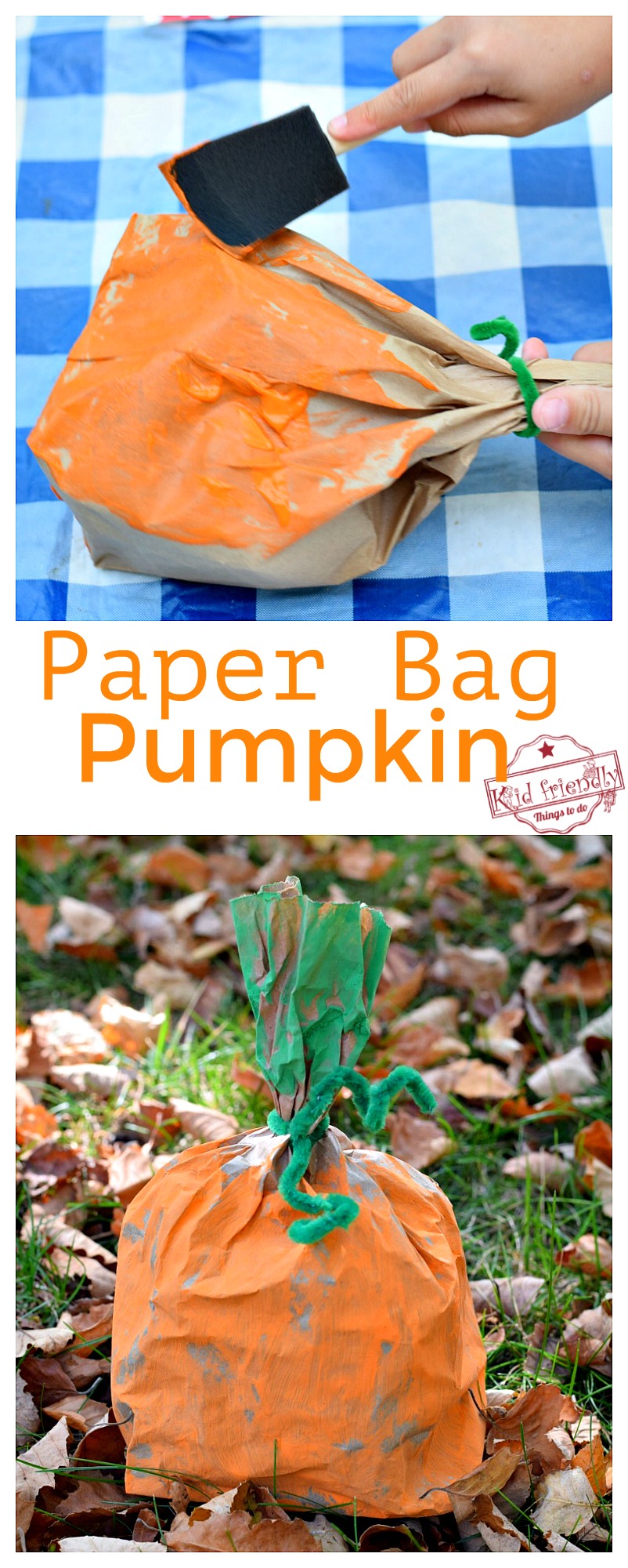 Easy and Fun Paper Bag Pumpkin Craft for Kids to Make - DIY Perfect for preschool or elementary school fall and Halloween crafts - www.kidfriendlythingstodo.com