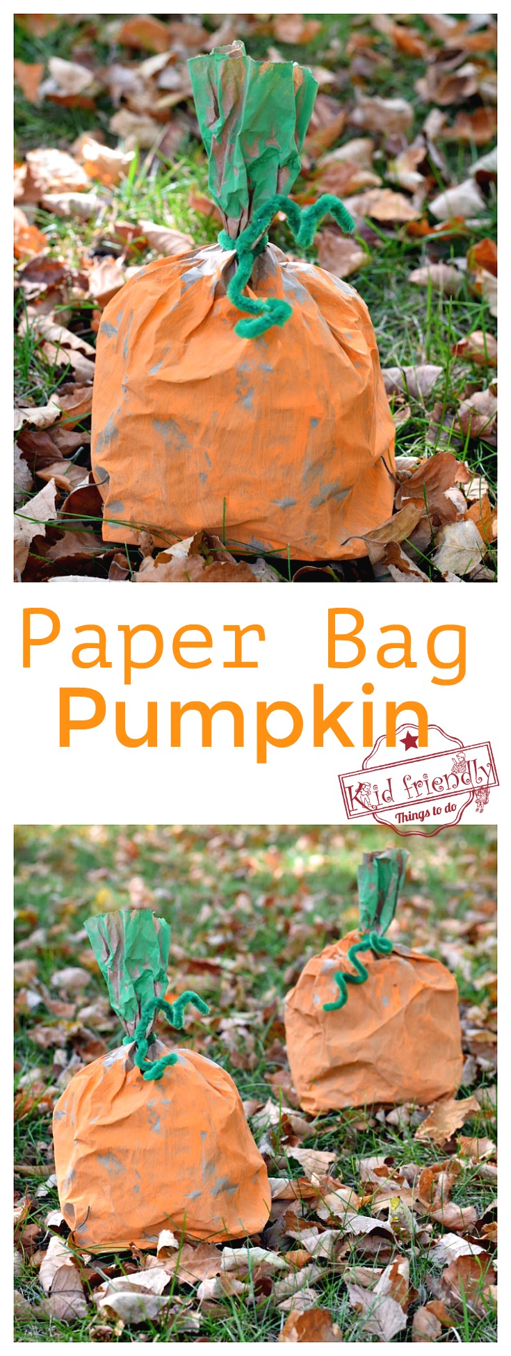 Easy and Fun Paper Bag Pumpkin Craft for Kids to Make - DIY Perfect for preschool or elementary school fall and Halloween crafts - www.kidfriendlythingstodo.com