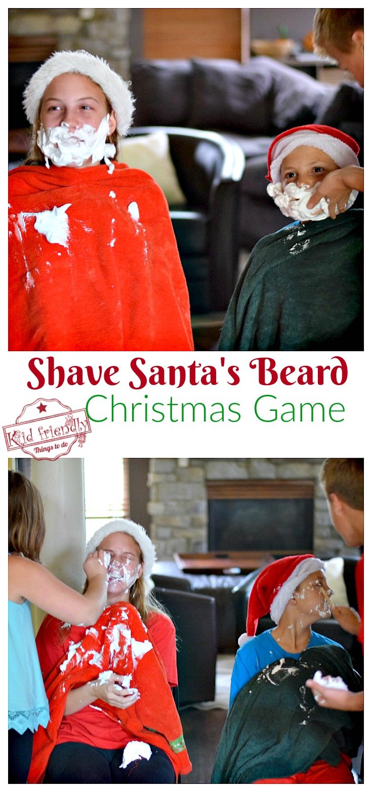 Shave Santa's Beard Christmas Game for Kids, Teens, and Family to play - Great Minute to Win It Game - Funny game for parties. www.kidfriendlythingstodo.com