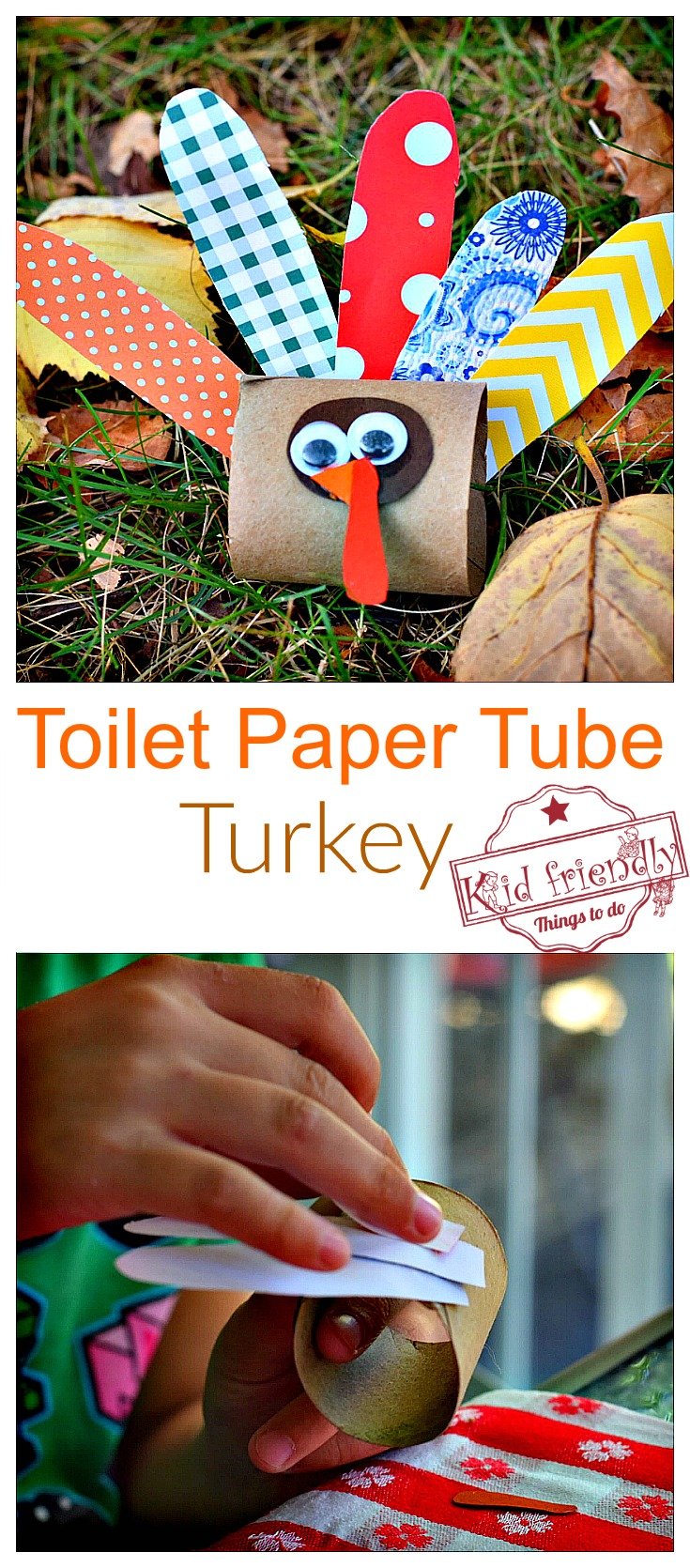 Make a Cute Little Turkey out of a Toilet Paper Tube - Thanksgiving Craft Idea - Easy enough for preschoolers, kindergarten & older kids too - www.kidfriendlythingstodo.com